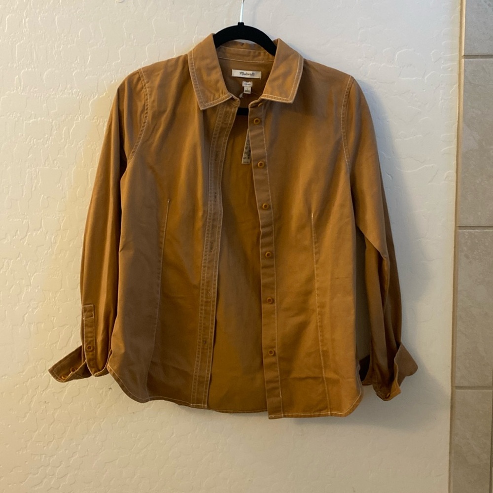 Womens Madewell light brown button down shirt